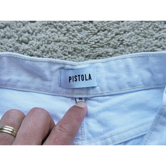 Pistola Relaxed Mid Rise Denim Shorts Raw Hem Le Blanc White 26 Classic Clean - Picture 3 of 5